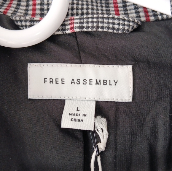 NEW Free Assembly Double Breasted Blazer Red White Black Plaid Retro Large Gift - Picture 7 of 15